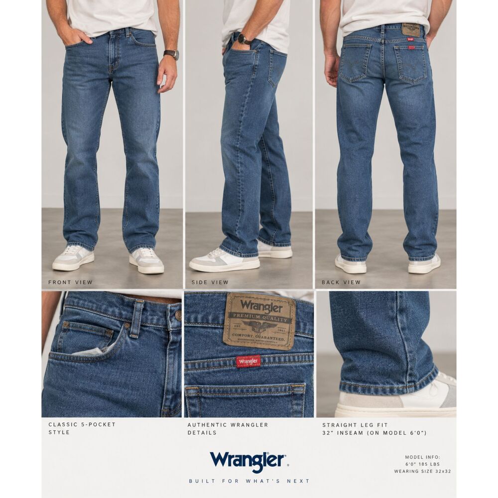 Wrangler Men's Straight Leg Jeans Lot of 2 Size 32x32 Blue Denim Bundle